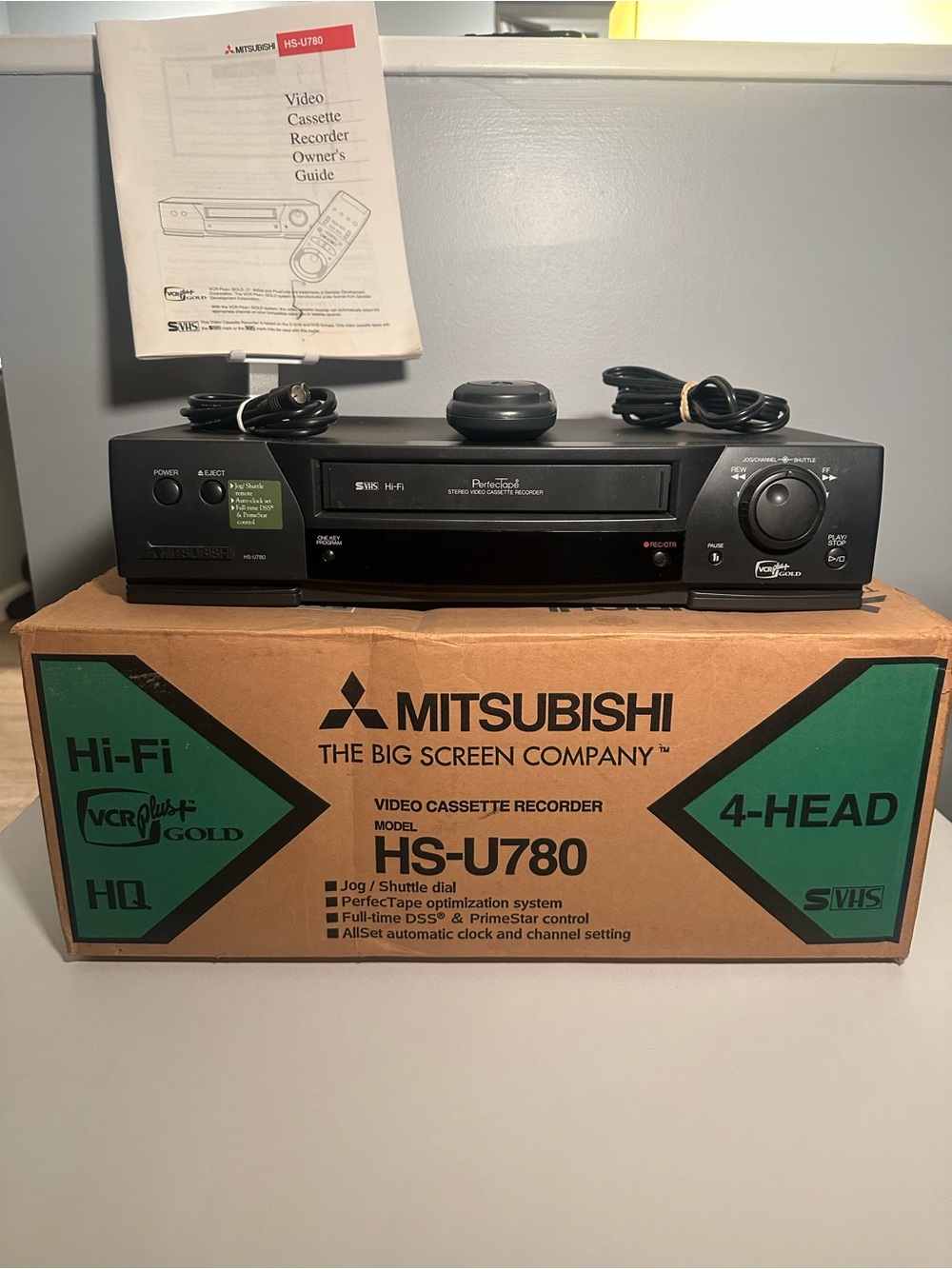 Mitsubishi HS-U780 Black 4 Head Hi-Fi Stereo S-VHS VCR Remote Original Box